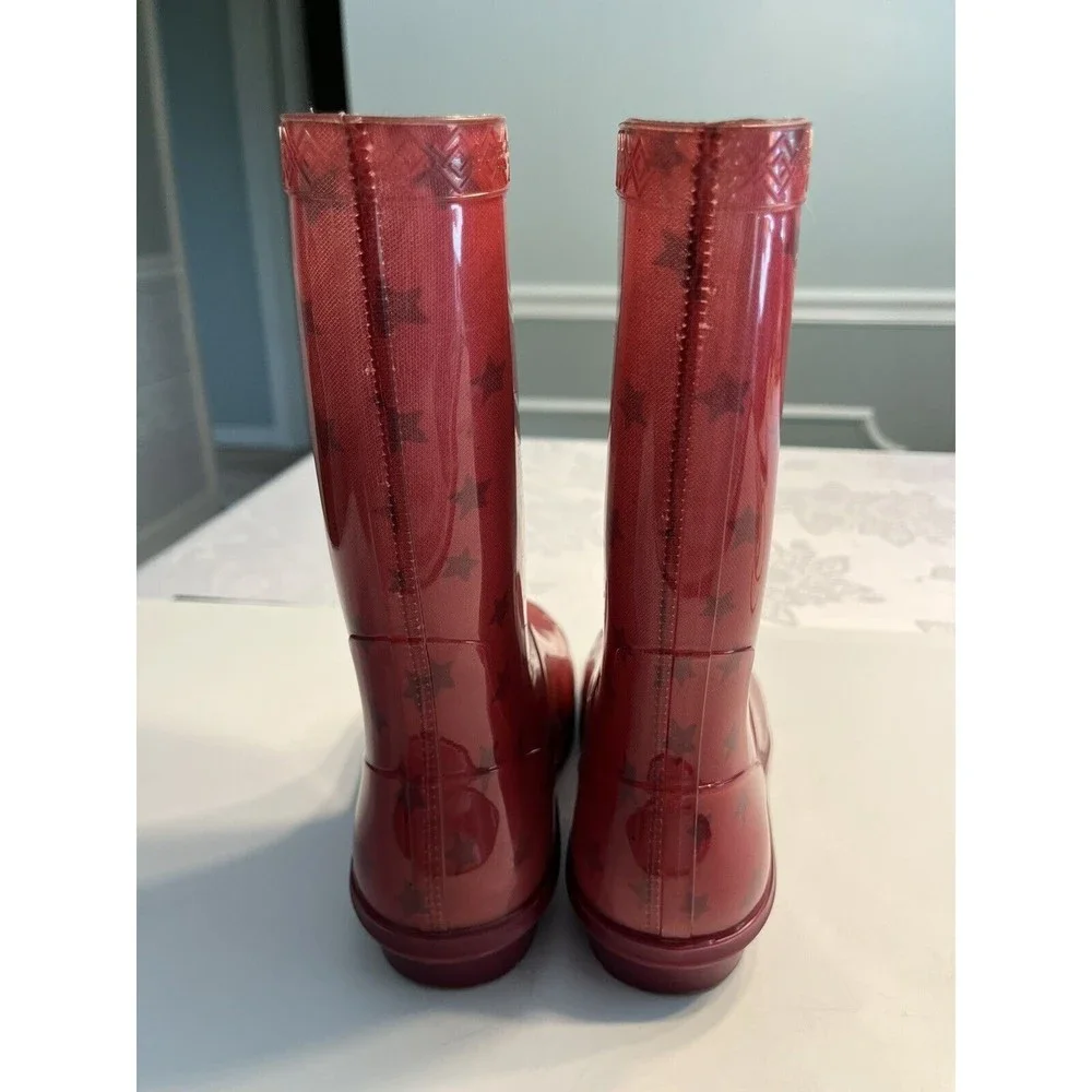 UGG Kids Youth Girls Boots Raana Rubber Rain Waterproof Pink Stars Size 5 ~ USA